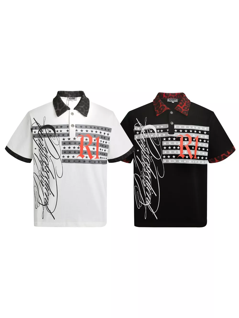 Men's Graphic Leopard Collar Short Sleeve Polo, image 5