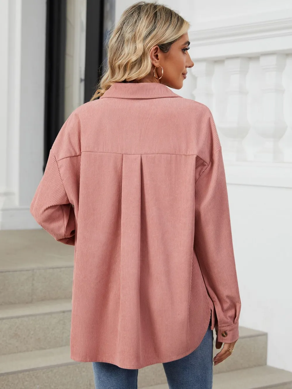 Button Up Dropped Shoulder Long Sleeve Outerwear, image 25