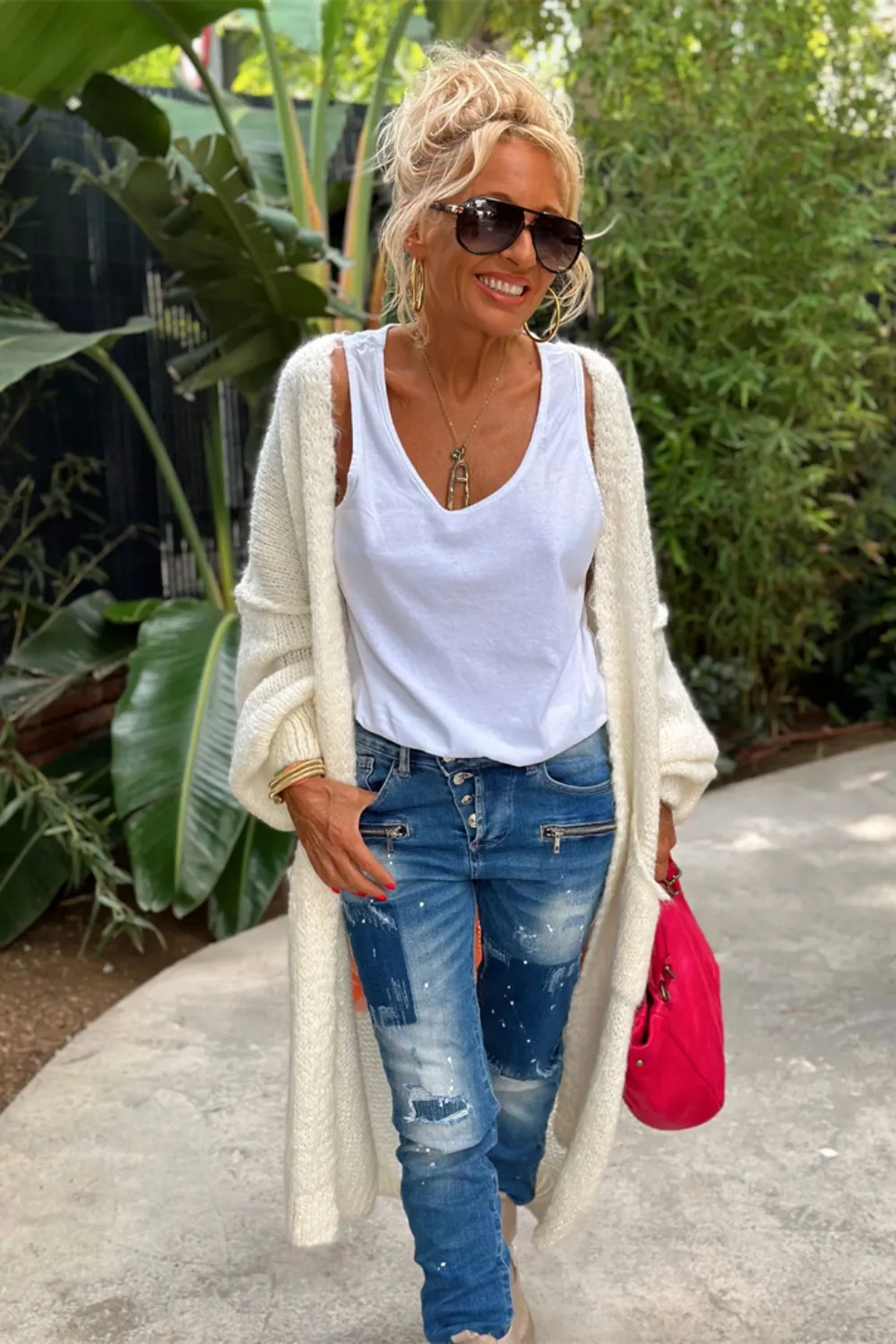 Letter Dropped Shoulder Long Sleeve Cardigan, image 23