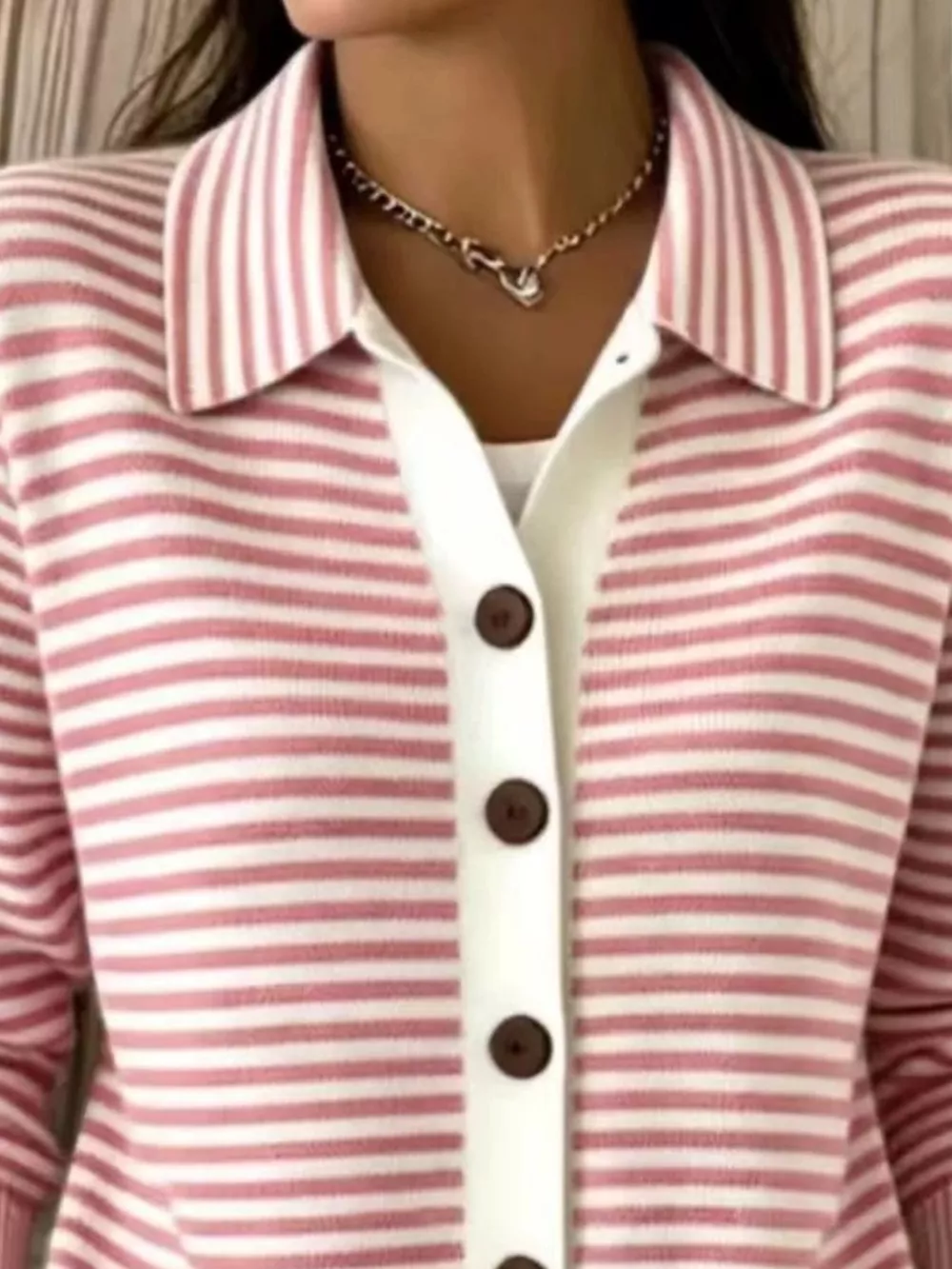 Full Size Striped Button-Down Knit Cardigan Plus Size, image 12