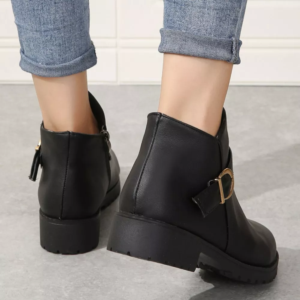 Round Toe Block Heels Boots, image 5