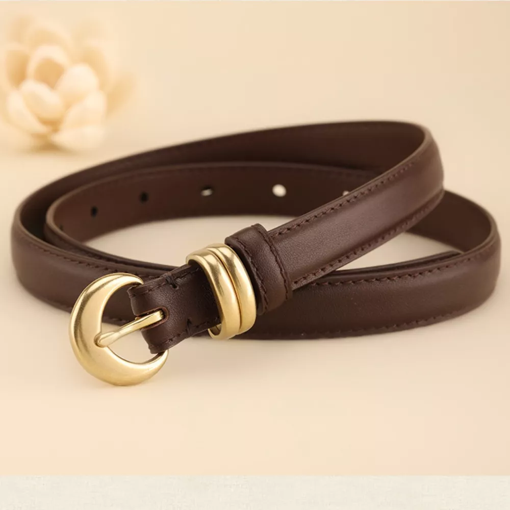 Leather Belt with Golden Buckle, image 3