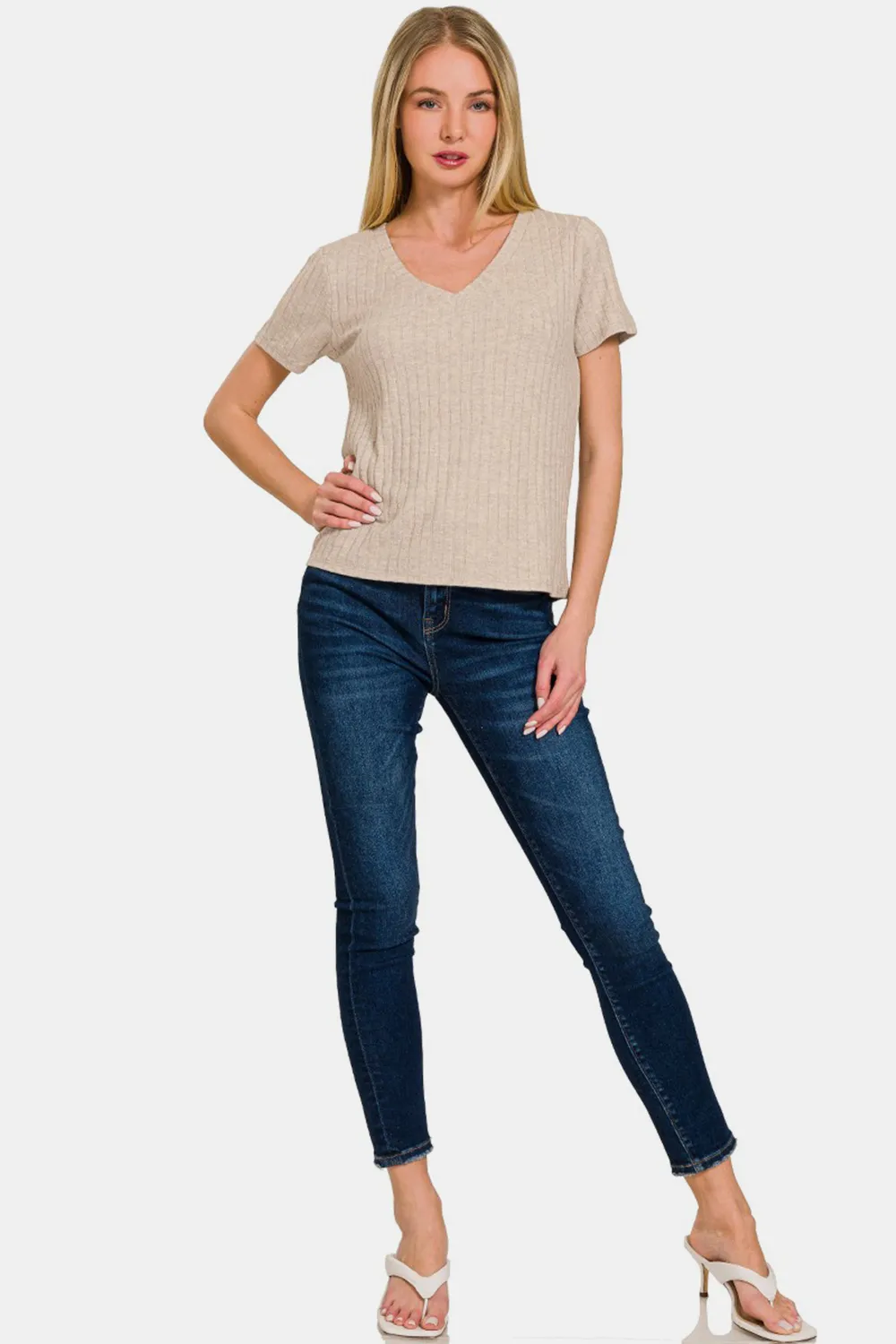 Ribbed Short Sleeve T-Shirt, image 2