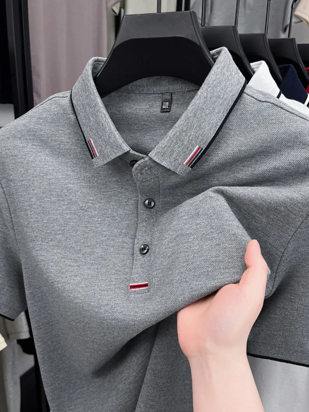 Men's Plus Size Button Detail Short Sleeve Polo, image 7