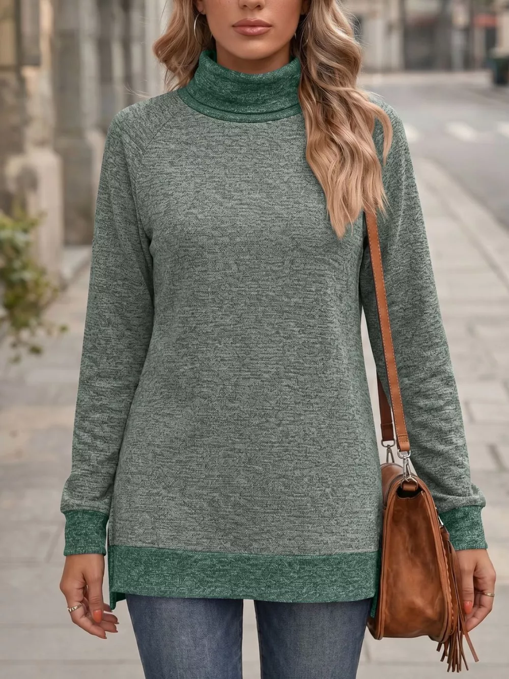 Turtleneck Raglan Sleeve T-Shirt, image 23