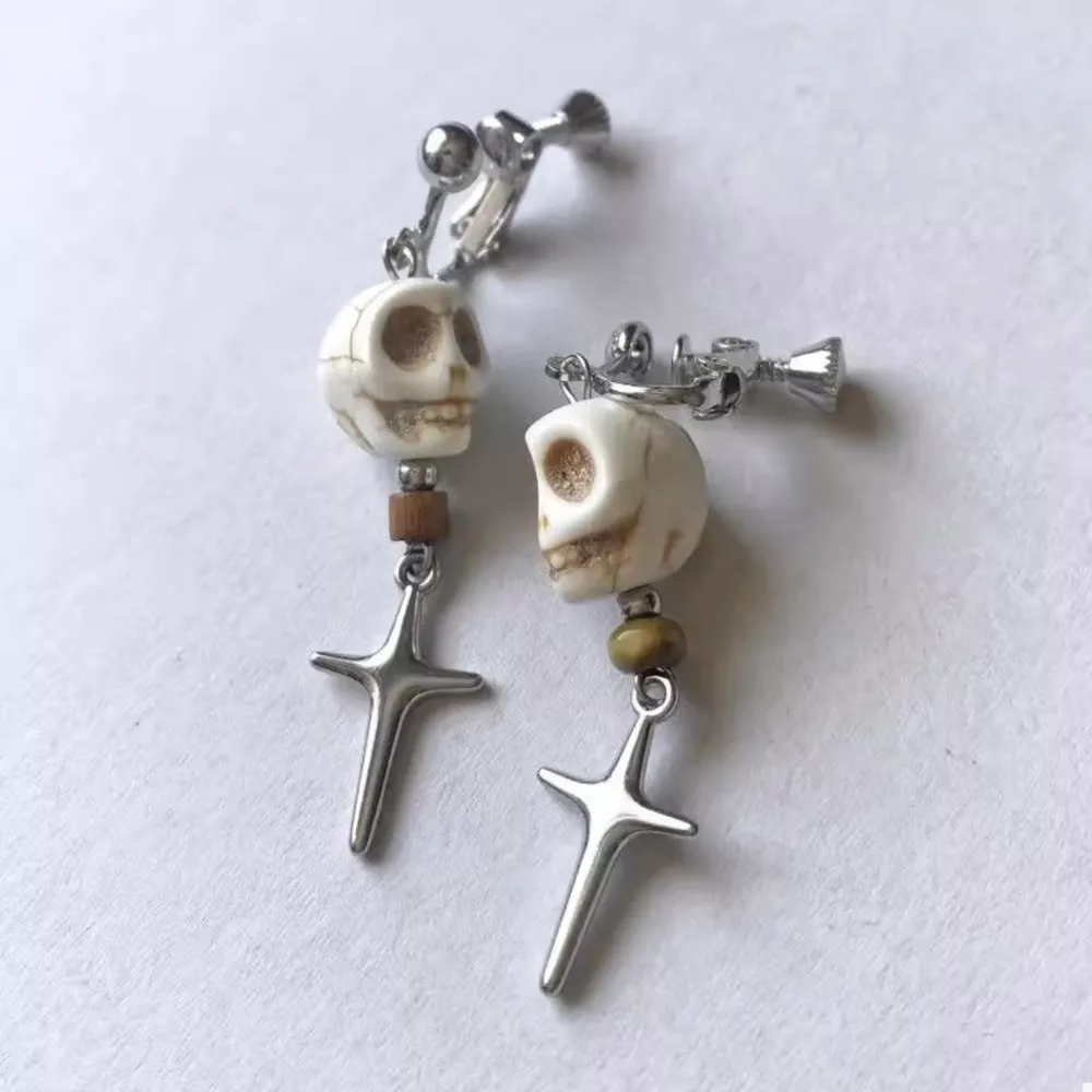 Skull Cross Drop Earrings, image 4