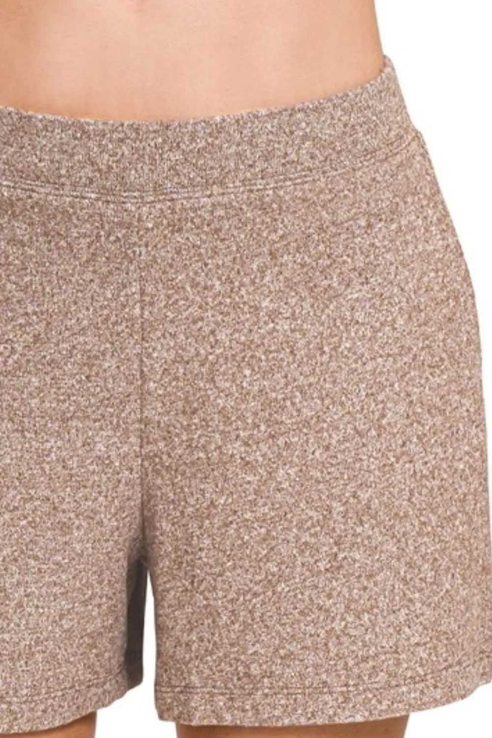Soft Melange Hacci Elastic Waisted Shorts, image 2