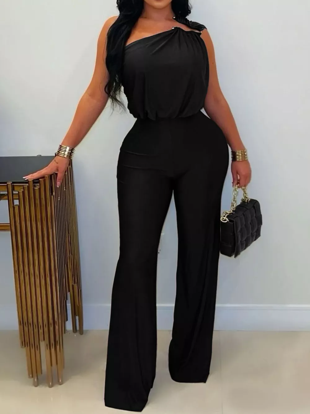 One-Shoulder Wide-Leg Jumpsuit, image 3