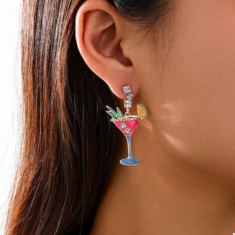 Cocktail Glass Dangle Earrings, image 2