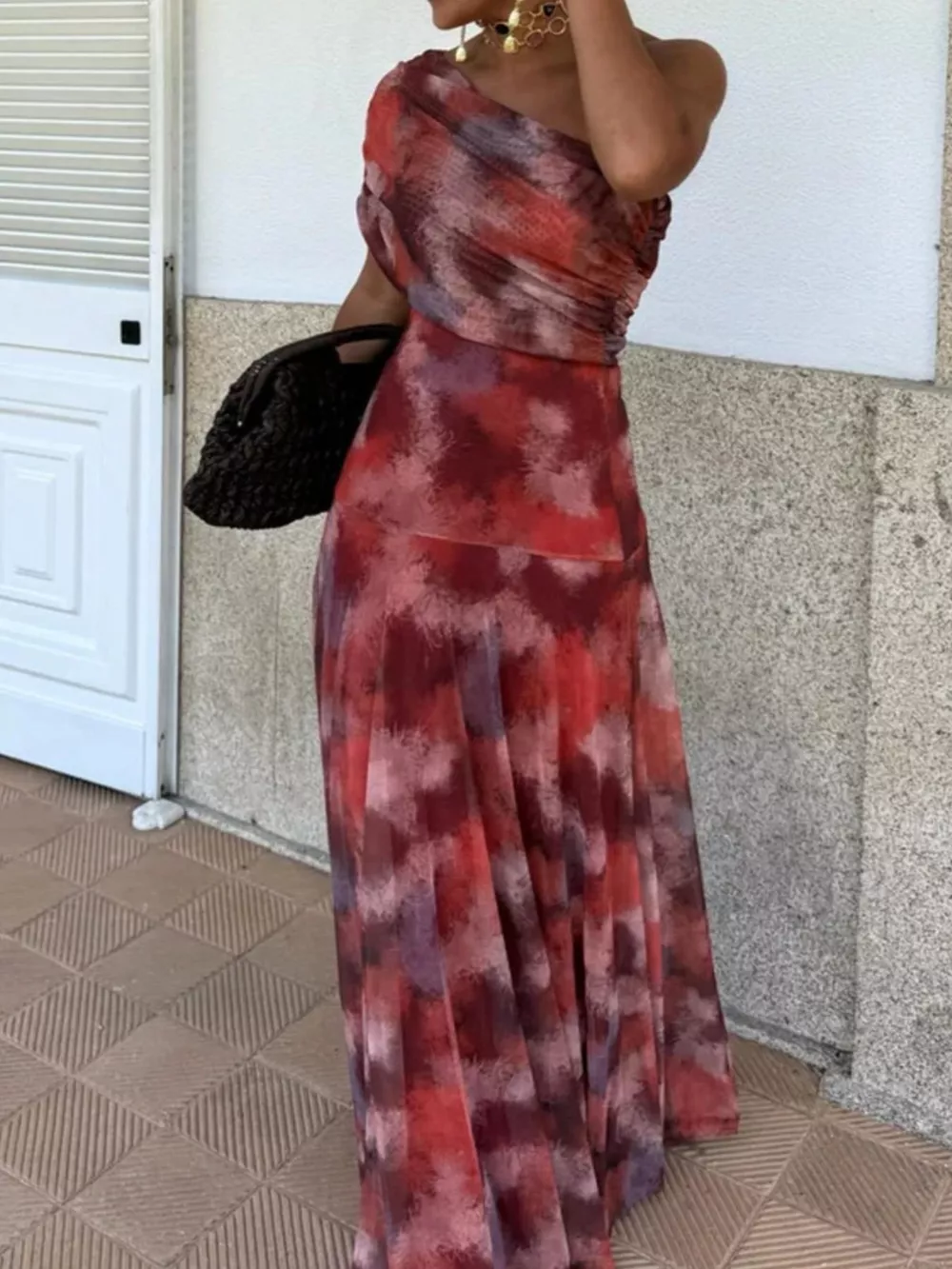 Printed Short Sleeve Maxi Dress, image 2