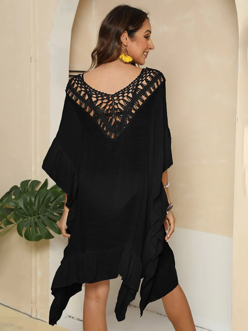 Cutout Ruffled Half Sleeve Cover-Up, image 8