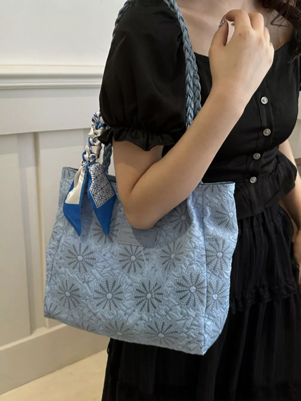 Braided Handle Tote Bag, image 5