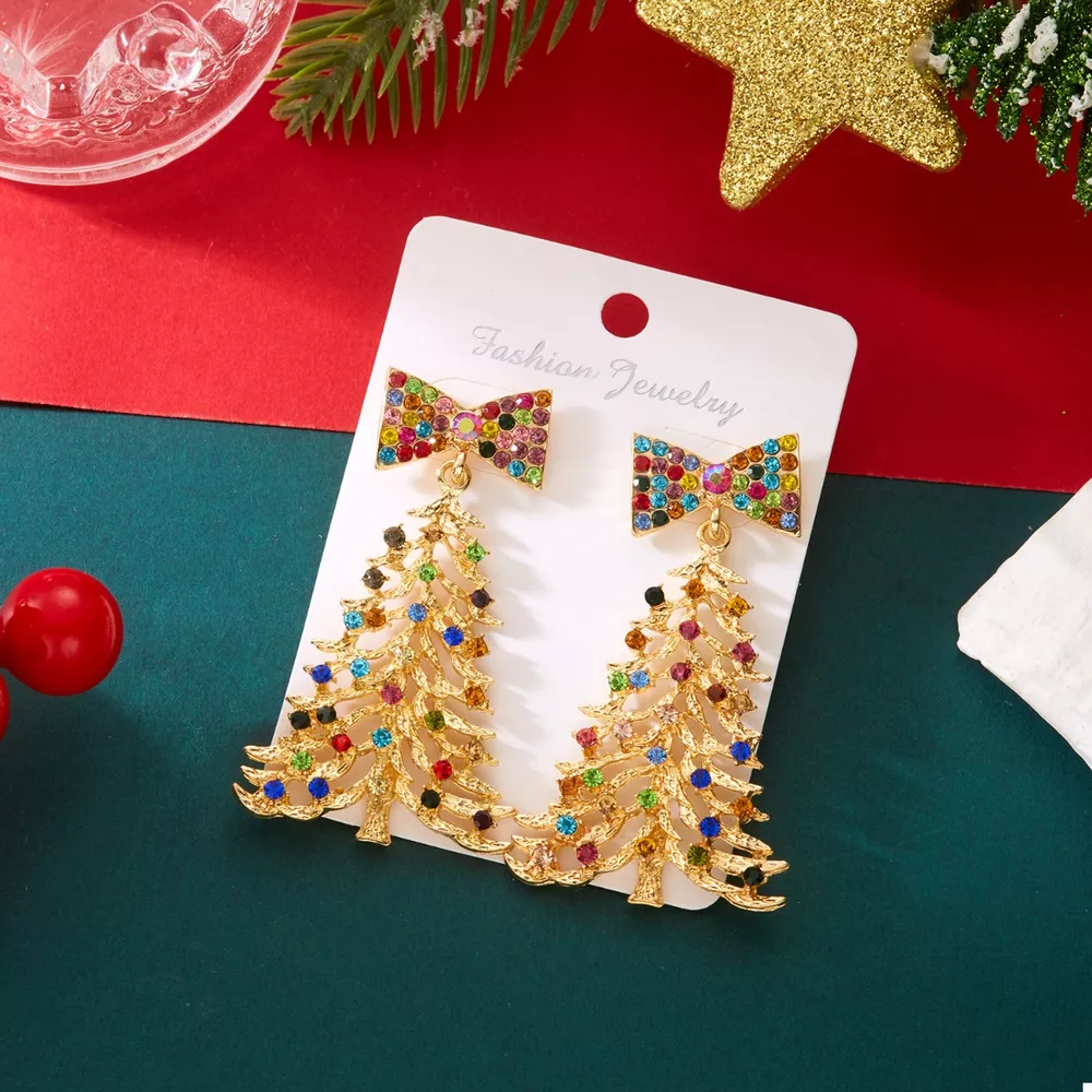 Christmas Tree Bow Drop Earrings, image 8