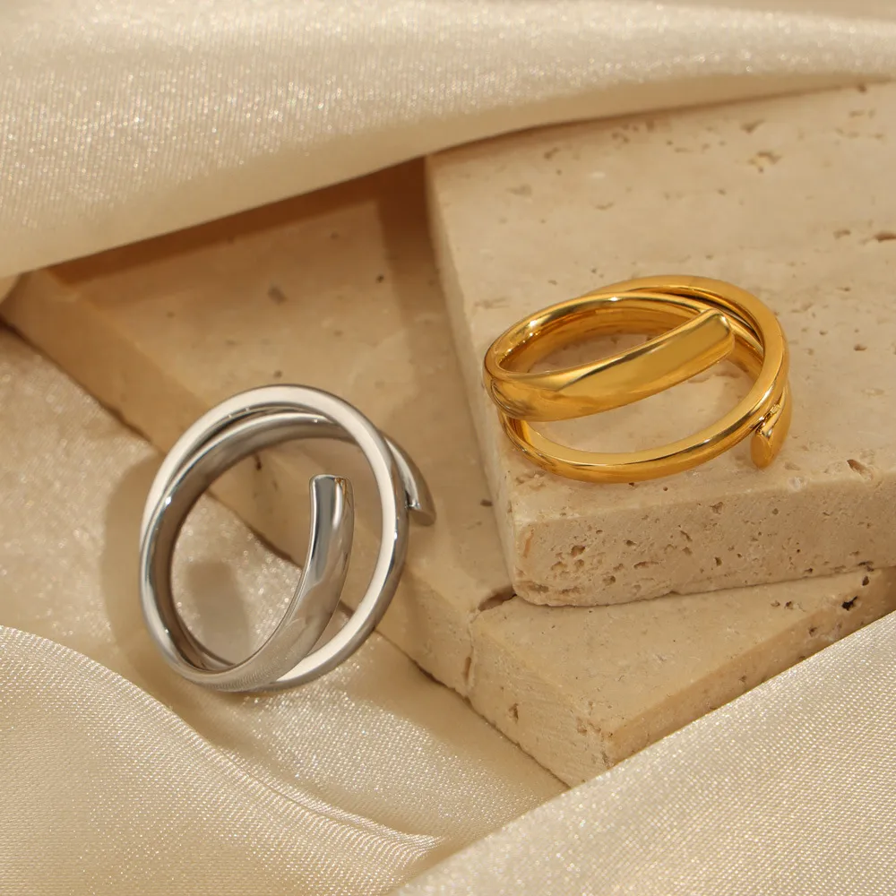 Titanium Steel Layered Wrap Ring, image 2
