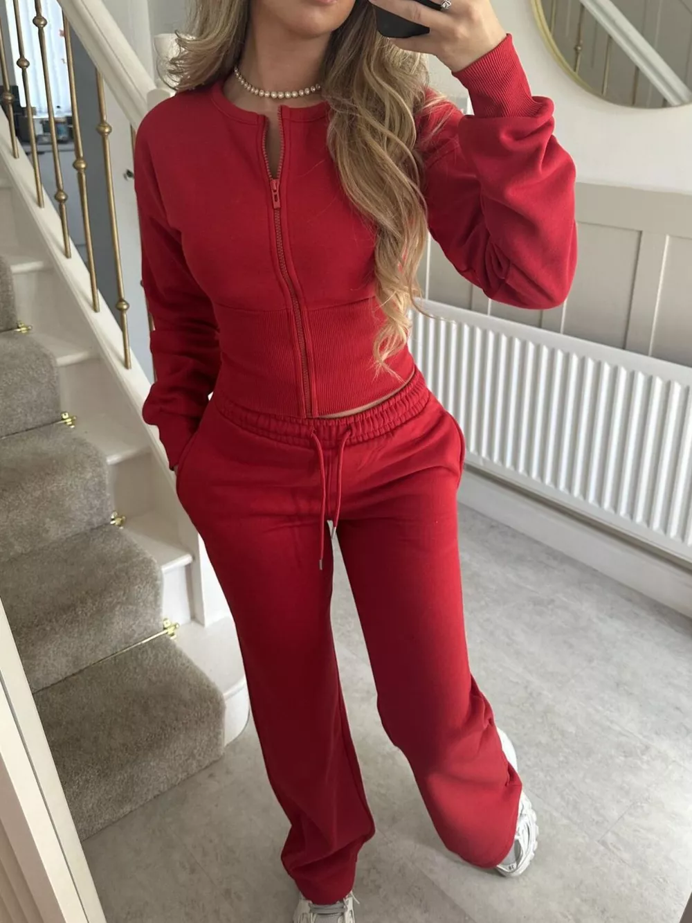 Zip-Up Crop Hoodie and High-Waisted Pants Set, image 21