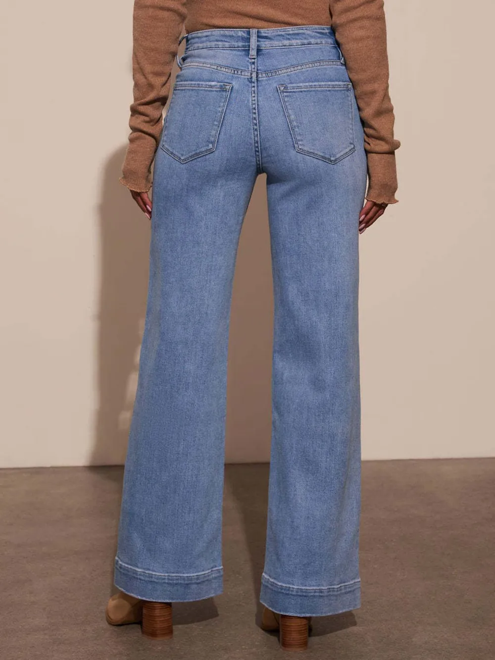 High Rise Front Pocket Patch Wide Leg Jeans, image 6