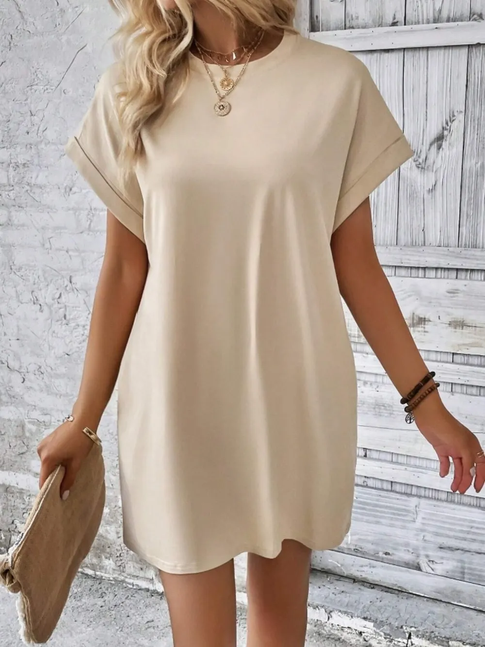 Pocketed Round Neck Short Sleeve Dress, image 13