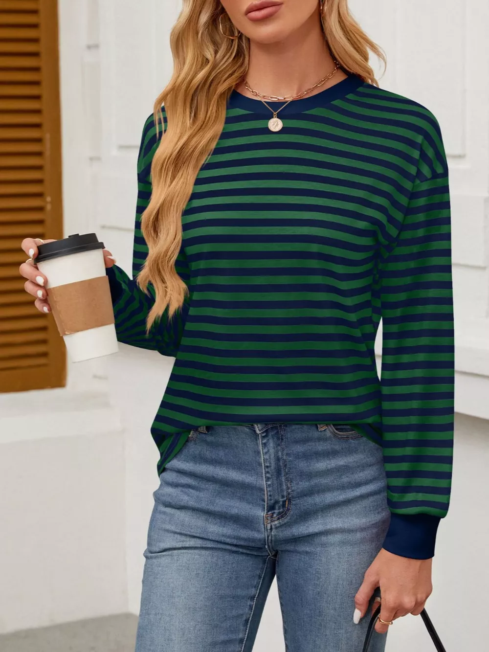 Striped Long Sleeve Casual T-Shirt, image 18