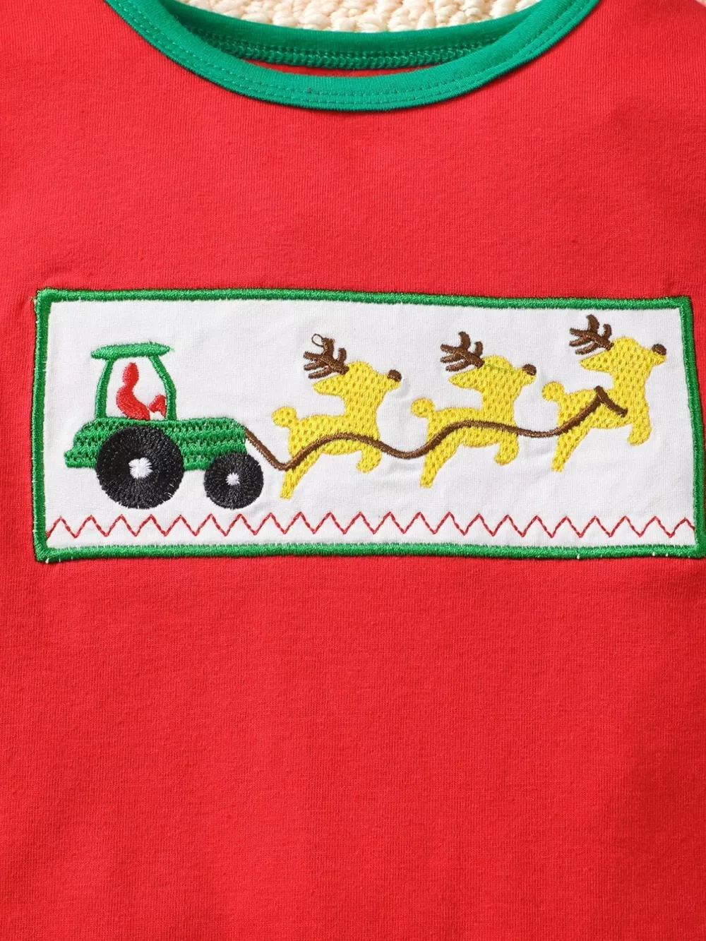 Children's Christmas Theme Embroidered Snapped Legs Jumpsuit, image 4