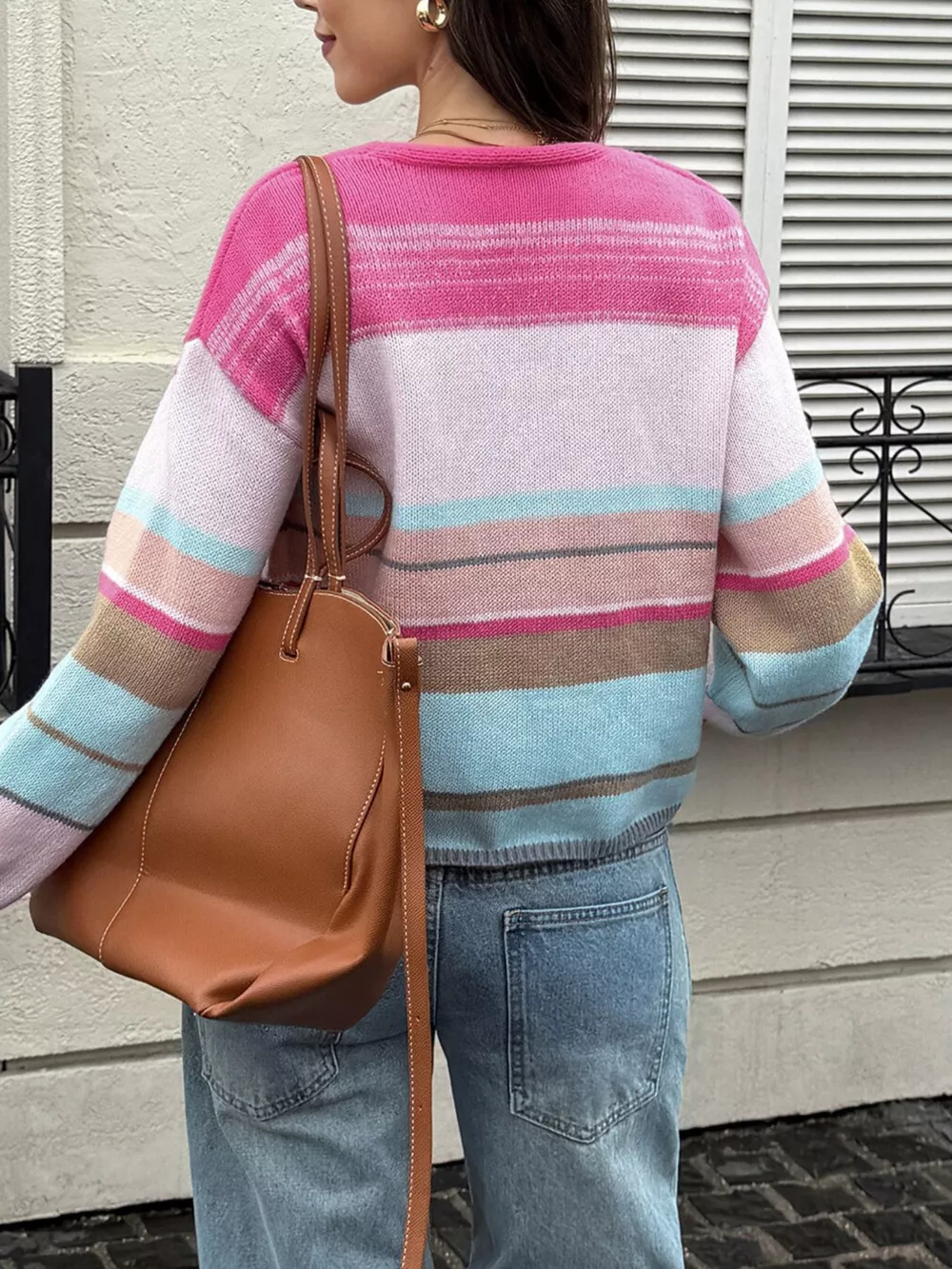 Striped Tie-Front Cardigan, image 5