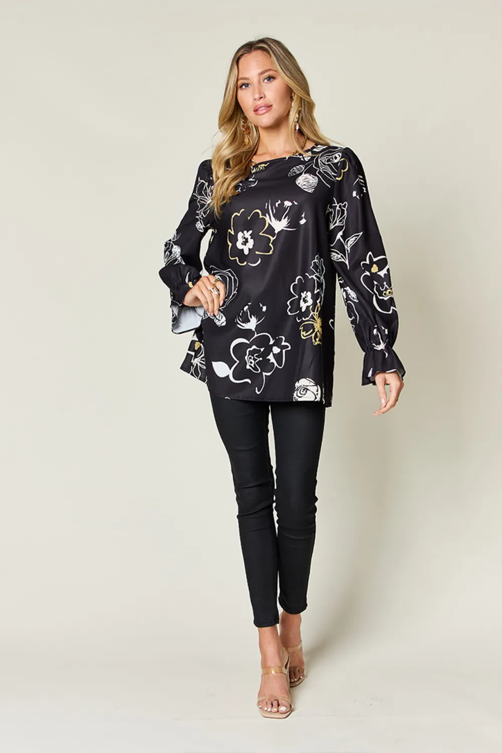 Full Size Printed Flounce Sleeve Blouse, image 5