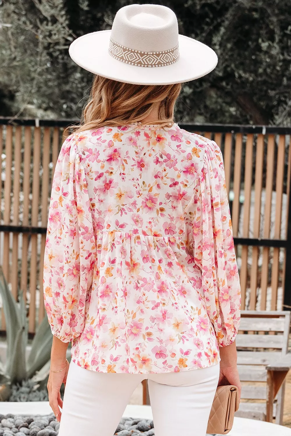 Floral Print Tie-Neck Blouse, image 6