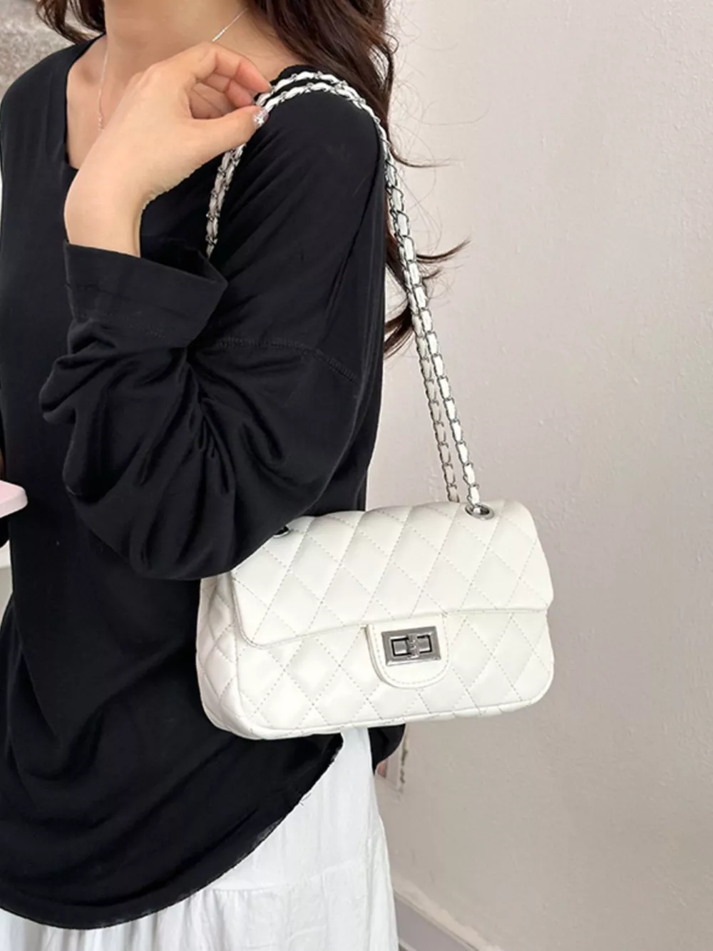 Quilted Chain Crossbody Bag, image 2