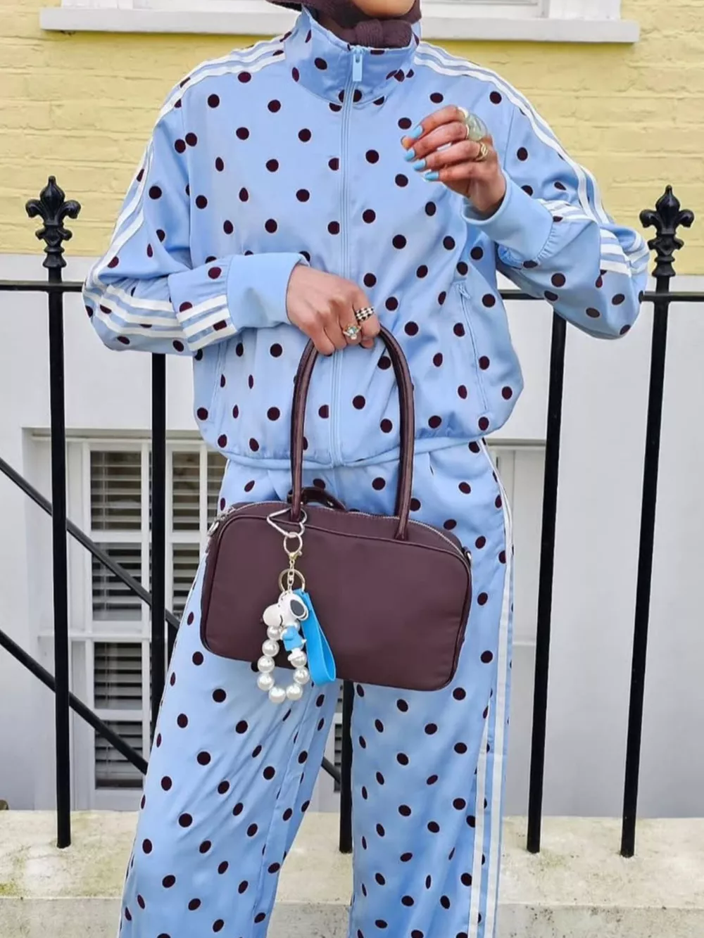 Polka Dot Side Striped Outerwear and Pants Set, image 6