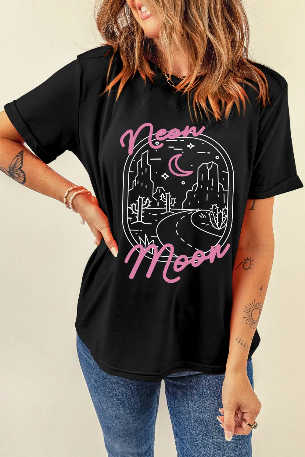 Graphic Round Neck Short Sleeve T-Shirt, image 3