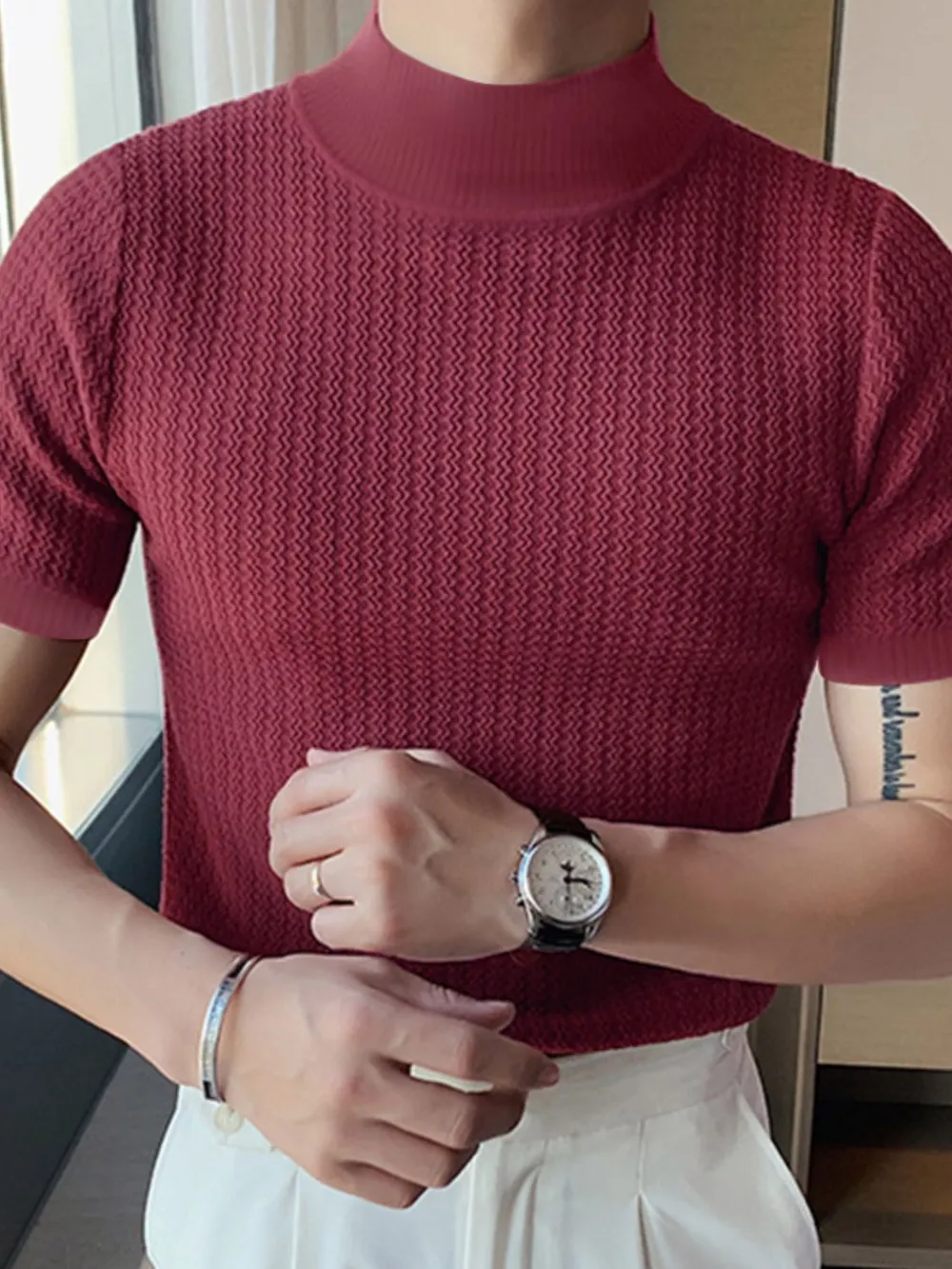 Men's Full Size Mock Neck Short Sleeve T-Shirt Plus Size, image 10