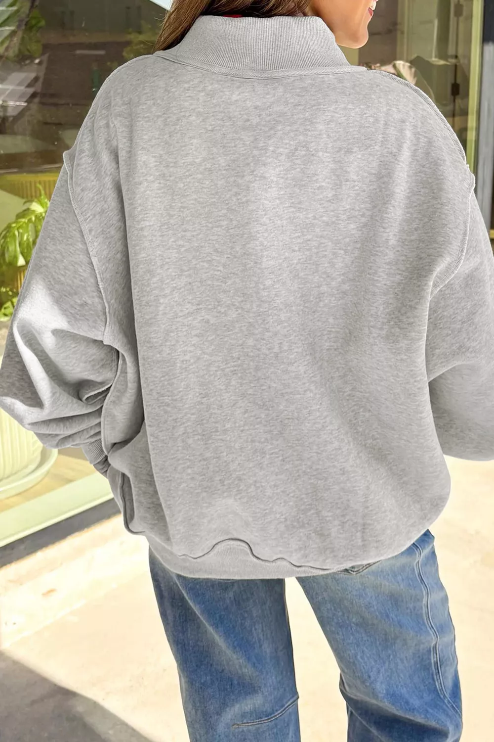 Halloween BOO & Bat Printed Reversible Mock Neck Sweatshirt, image 7