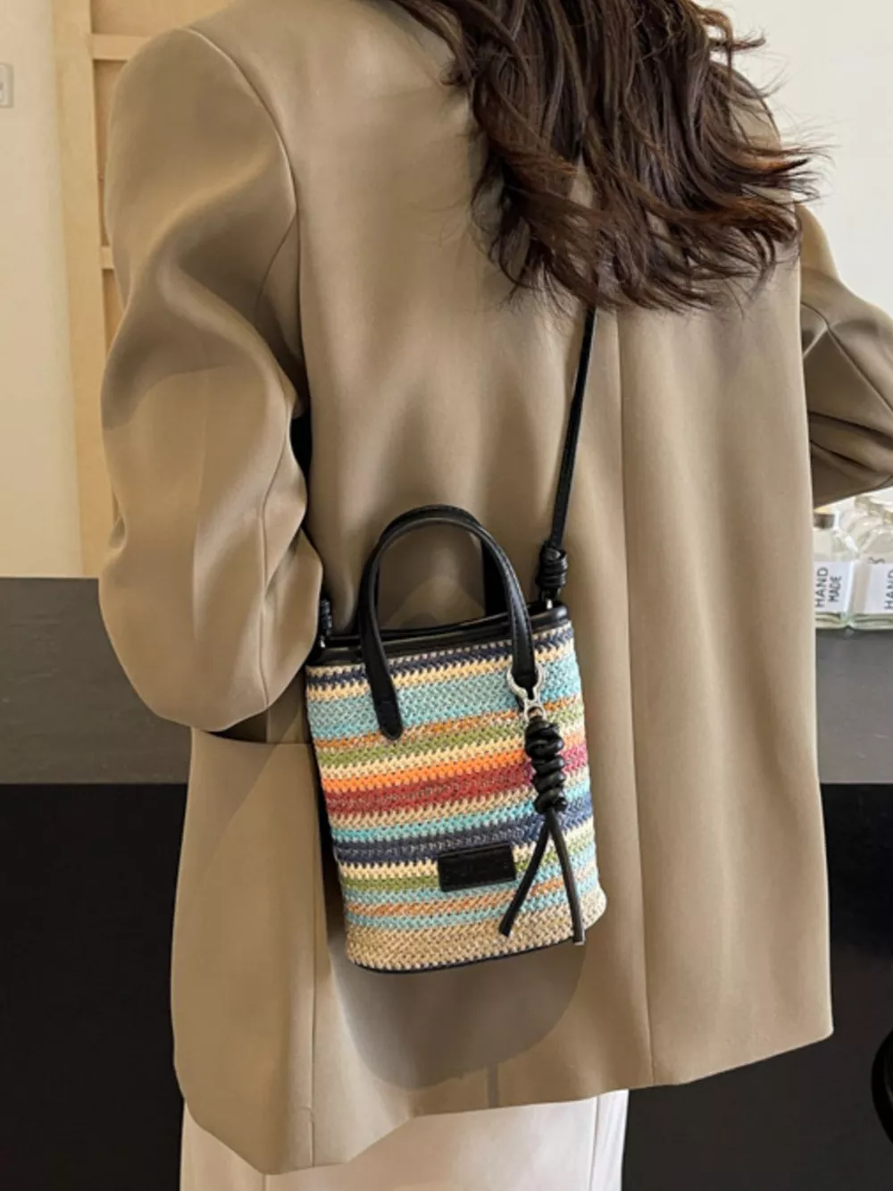 Striped Woven Mini Crossbody Bag, image 4