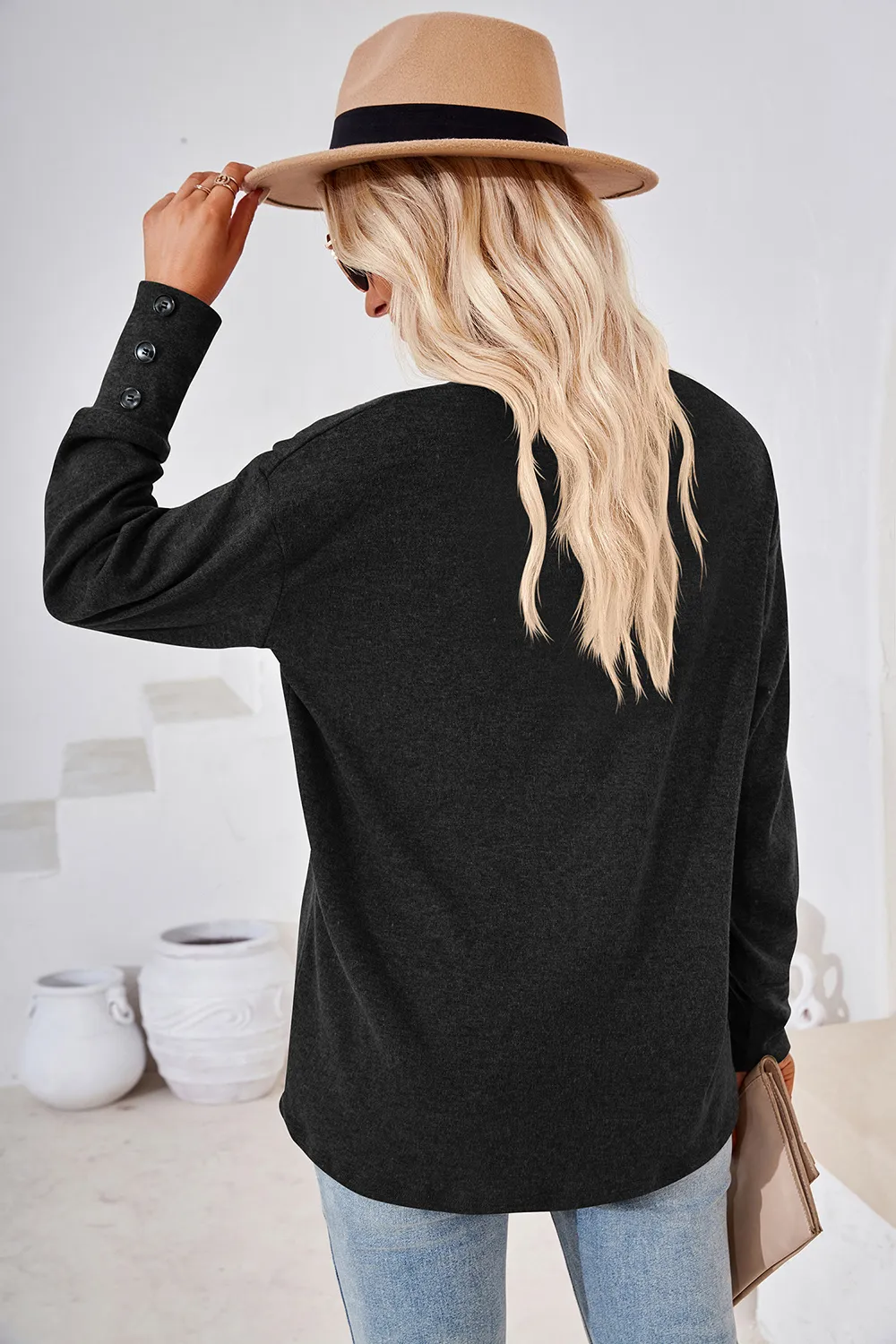 V-Neck Dropped Shoulder T-Shirt, image 16