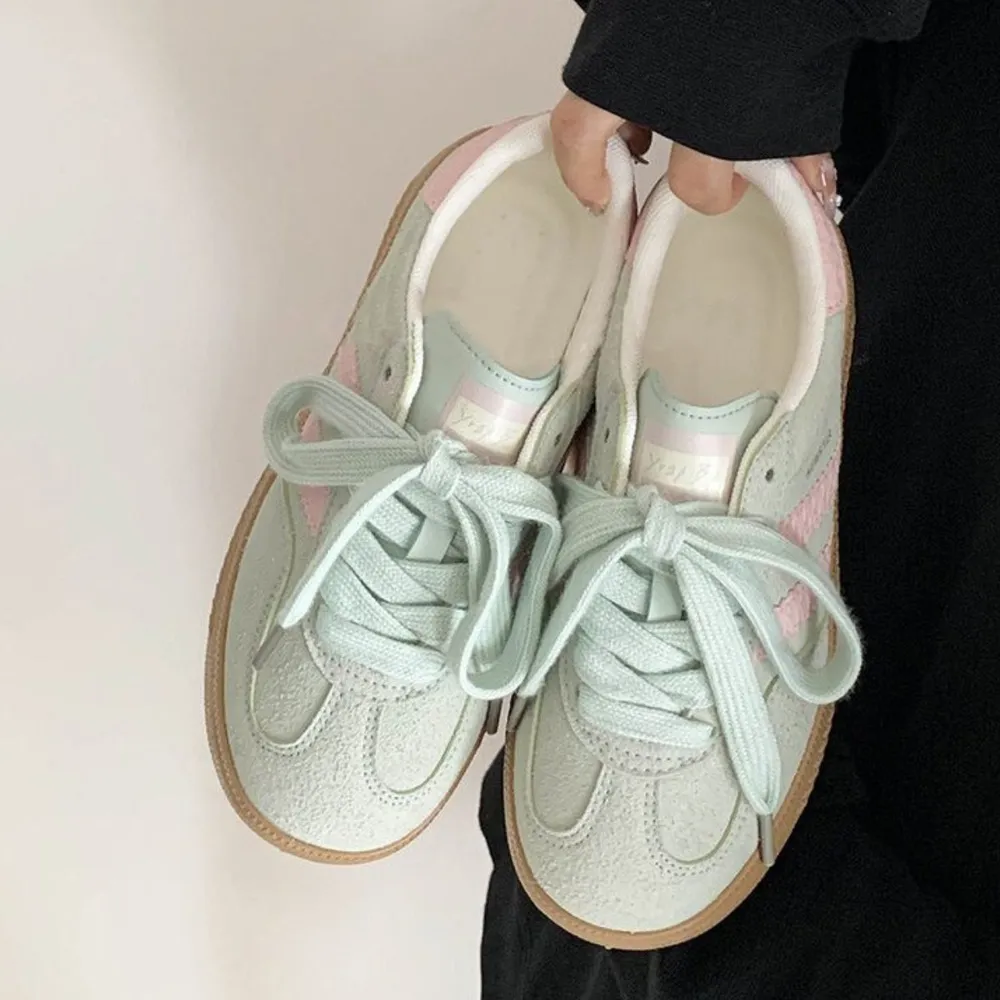Contrast Round Toe Flat Sneakers, image 4