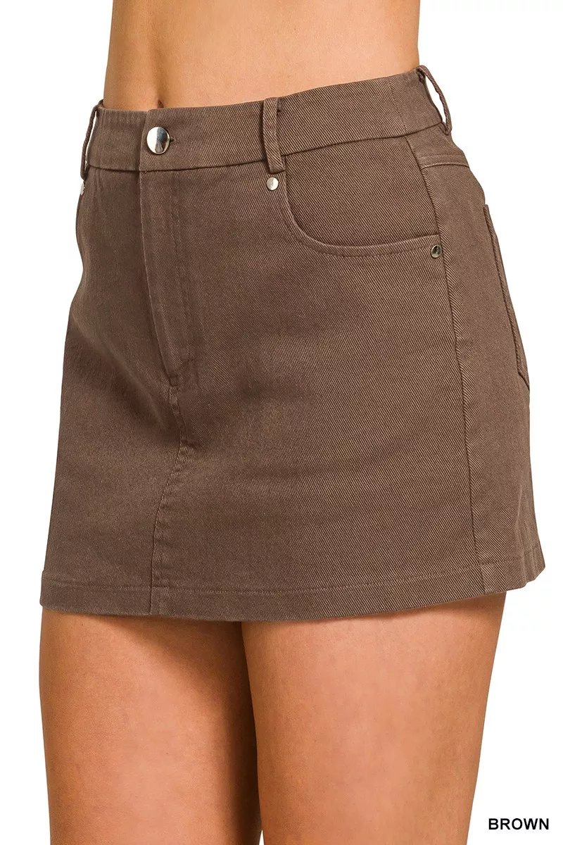 Cotton Twill Lined Mini Skirts, image 3