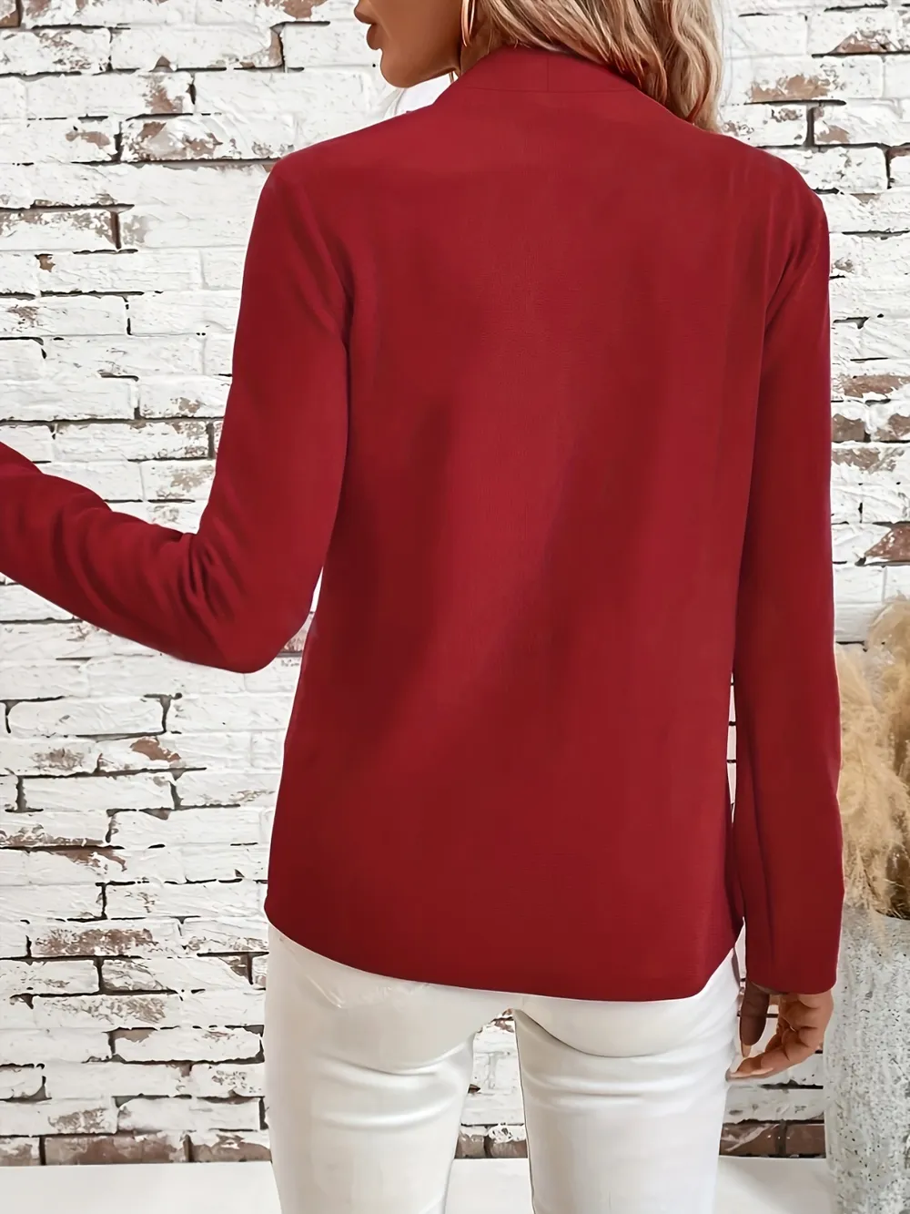 Solid Color Open Front Long Sleeve Cardigan, image 3