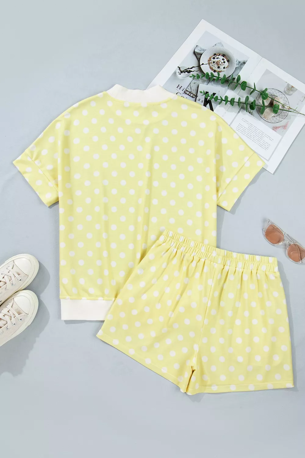 Polka Dot Short Sleeve Top and Shorts Set, image 12