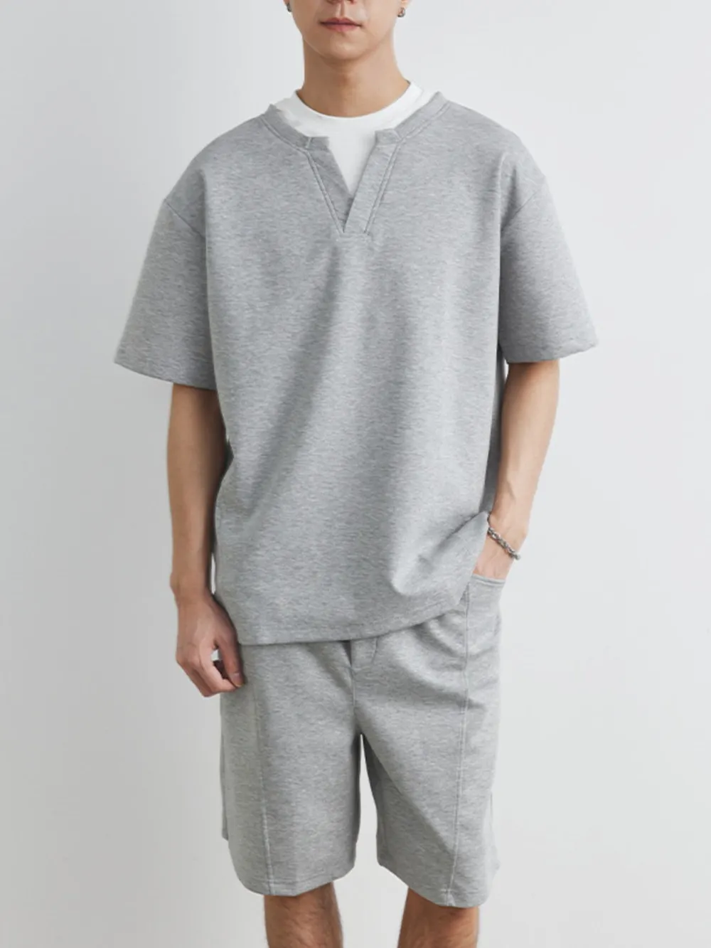 Men's Plus Size Half Sleeve Top and Shorts Set, image 6