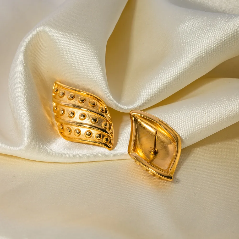 18K Gold-Plated Stainless Steel Stud Earrings, image 2
