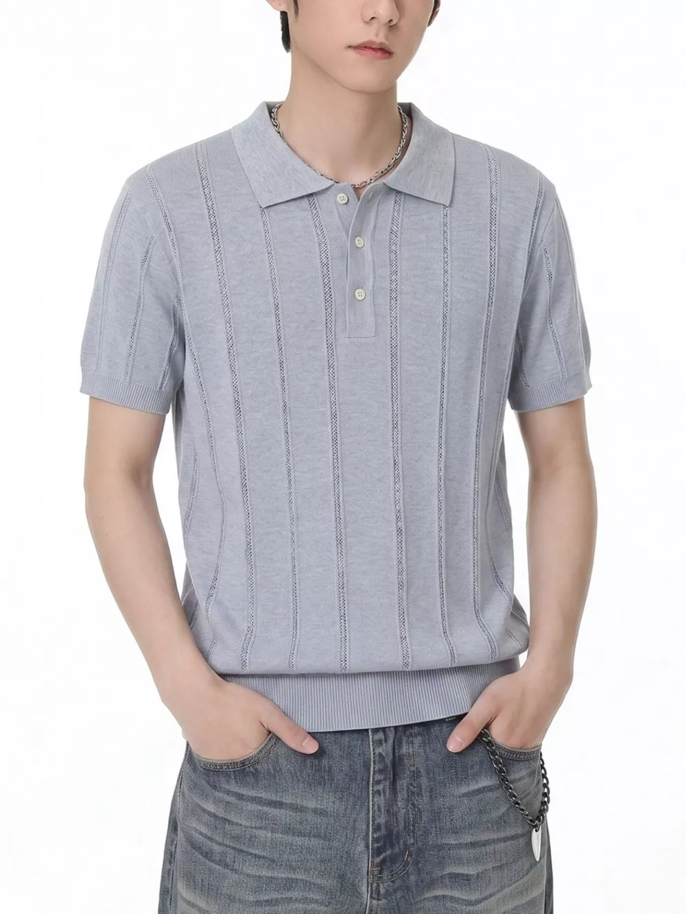 Men's Button Detail Short Sleeve Polo, image 4