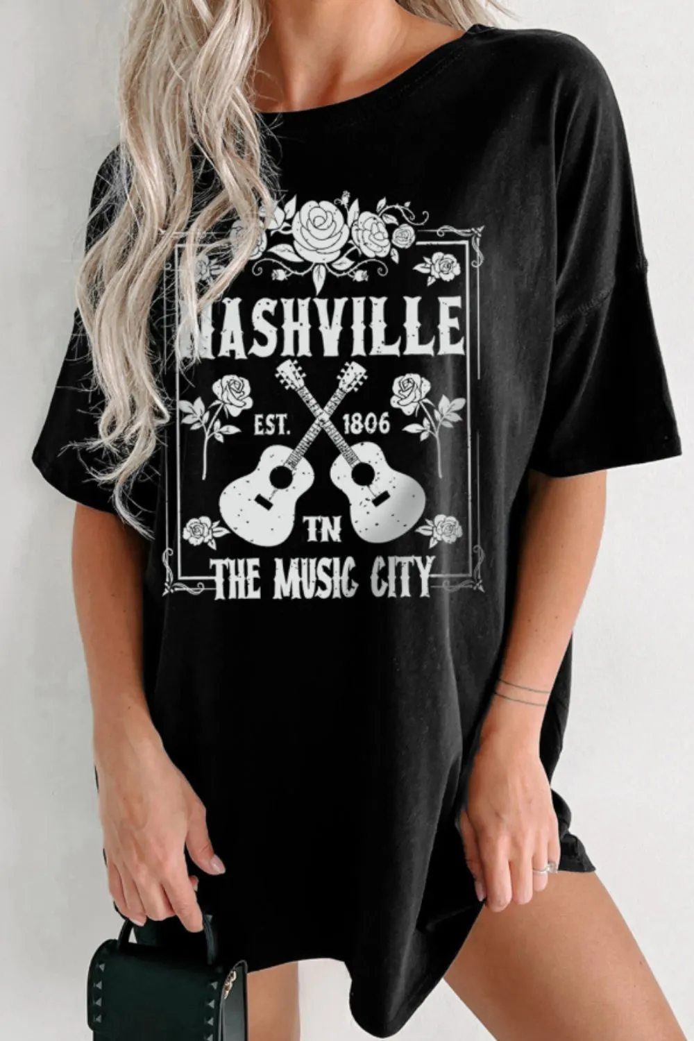 Graphic Round Neck Short Sleeve Oversized T-Shirt, image 3