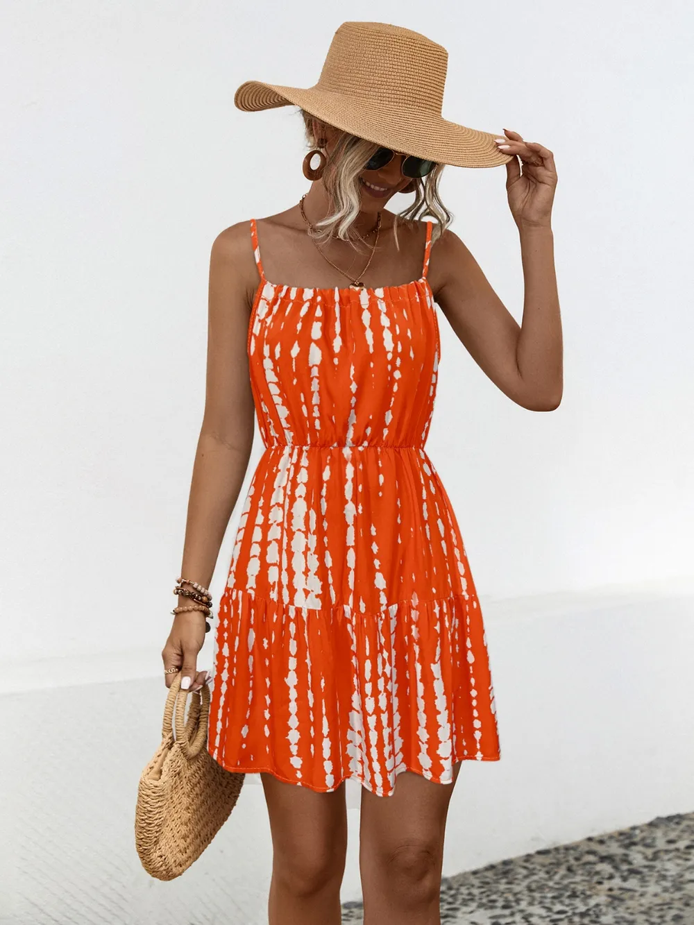 Ruffle Hem Printed Mini Cami Dress, image 7