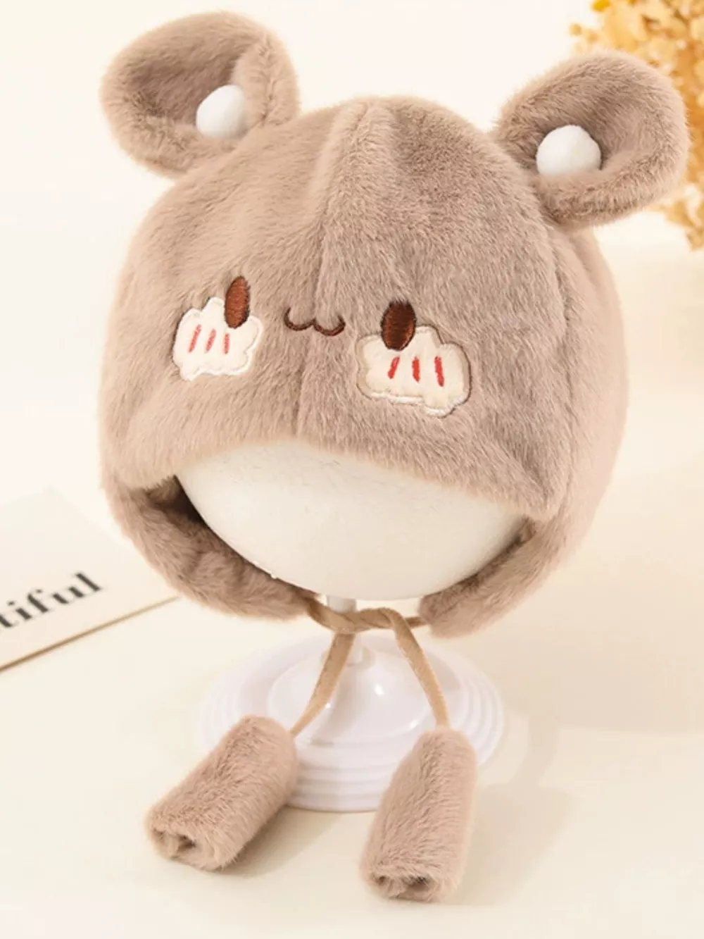 Children's Cute Bear Ear Plush Hat, image 22