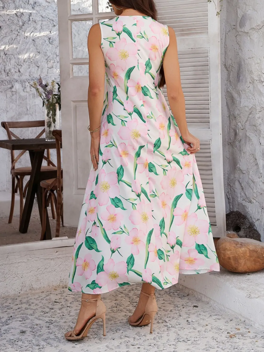 Printed Sleeveless Maxi Dress, image 11