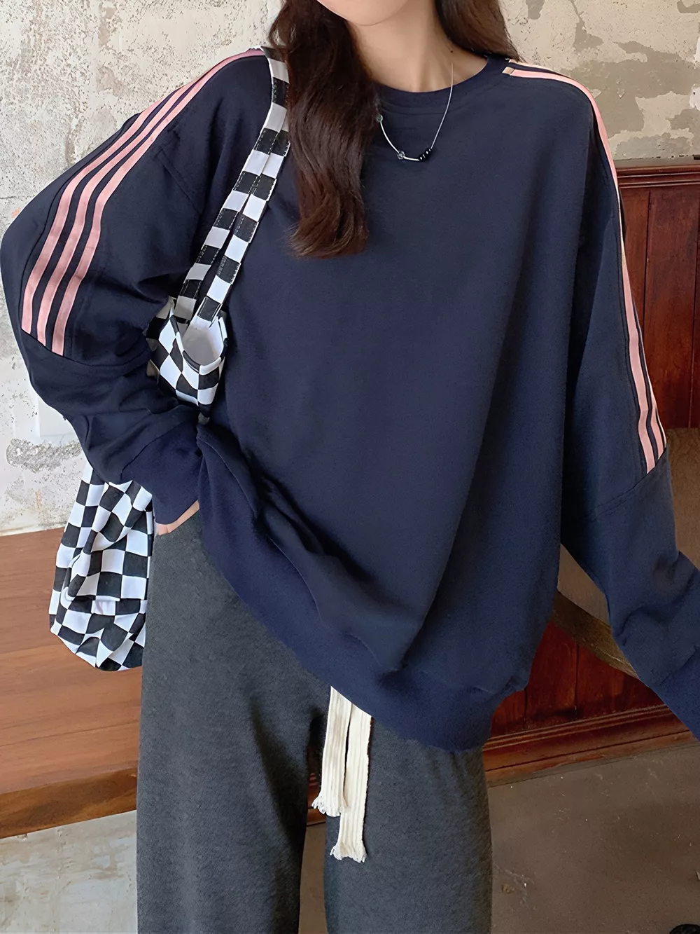 Striped Round Neck Sweatshirt, image 5