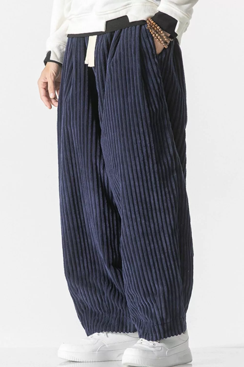 Men's Plus Size Corduroy Wide Leg Casual Pants, image 7