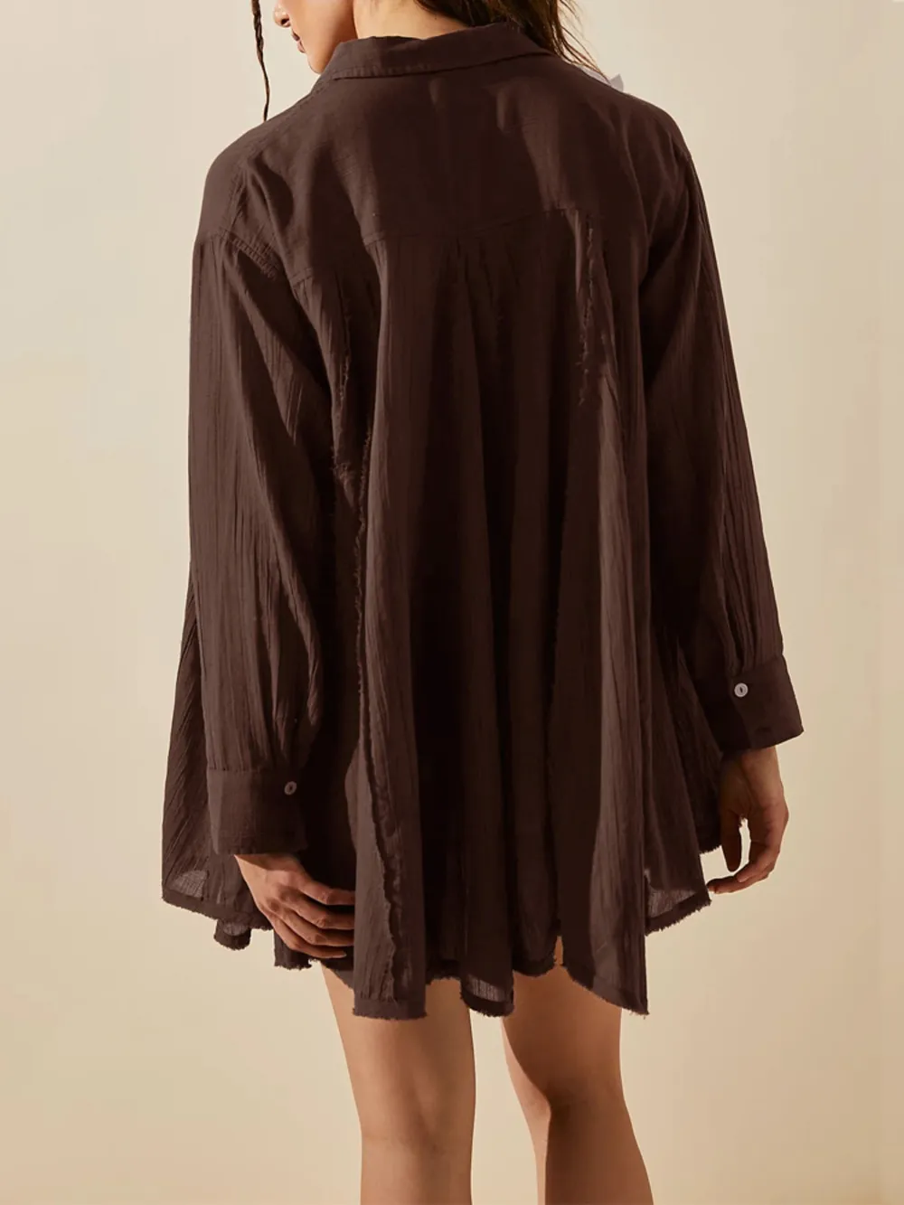 Textured Button-Down Shirt Dress, image 5