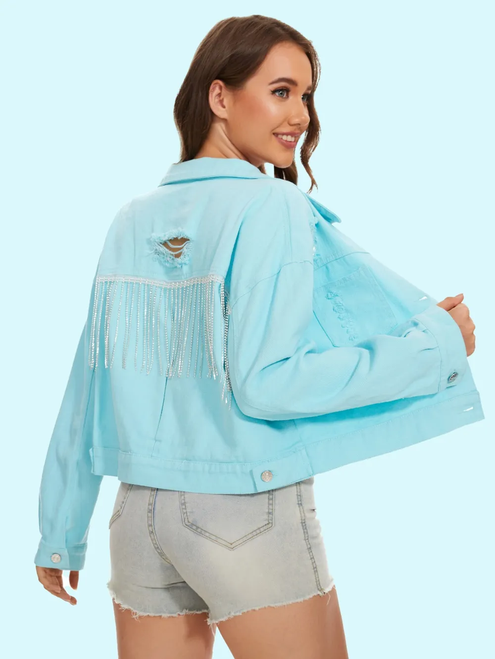 Distressed Distressed Button Up Denim Jacket, image 3