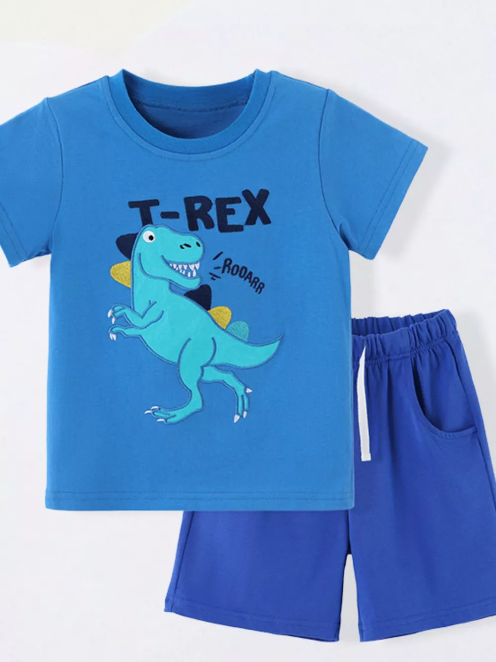 Children's Dinosaur Embroidered T-Shirt and Shorts Set, image 2
