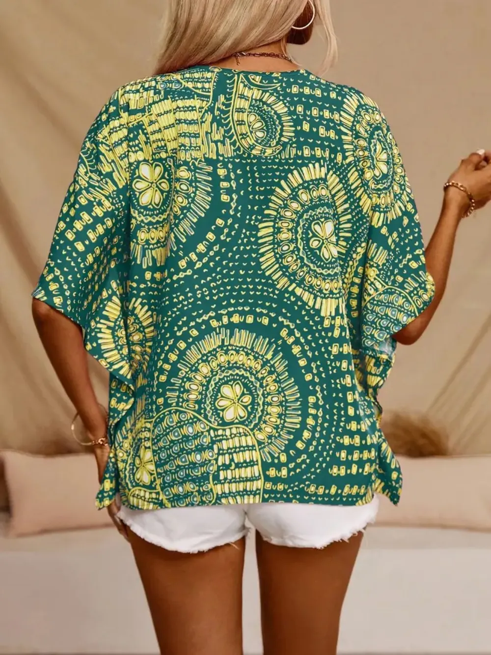 Printed V-Neck Half Sleeve Top, image 15